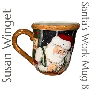 Susan Winget #8 - Santa Coffee Mug - Santas Workshop Large - Big Handle - 16 oz